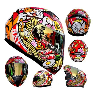 CASCO ABATIBLE AMATISTA MANEKI NEKO ROJO